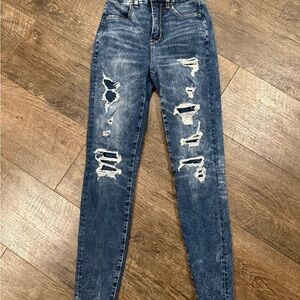 American Eagle Outfitters Ripped Blue Skinny Jeans